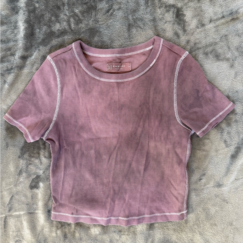 Purple Ribbed Crop Top